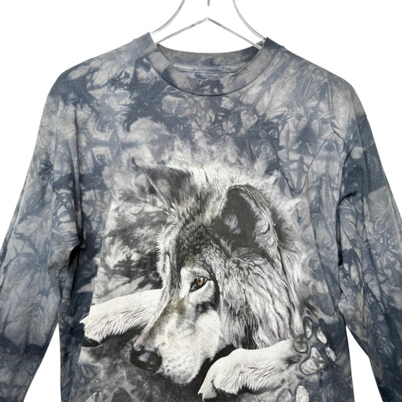 VINTAGE The Mountain Wolf Long Sleeve Unisex All Over Graphic Tee Sz M - Picture 2 of 9